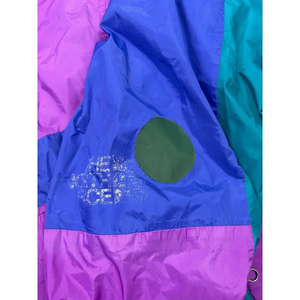 VTG The North Face color block windbreaker 1/4 snap pullover. FLAW. Size L 1990s